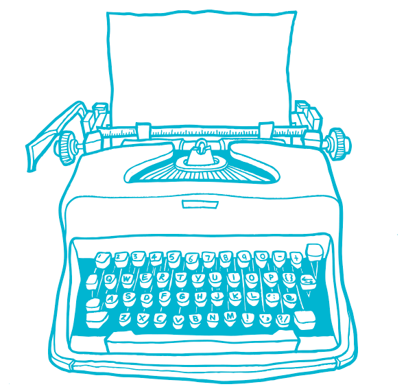 welcome turqoise typewriter